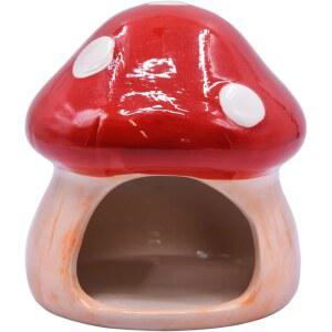 MC 메이광 수족관 버섯 집 장식, 도자기 어항 은신처 조경, 새우 금붕어를 위한 작은 물고기 산란 동굴 장식 (빨간색)
