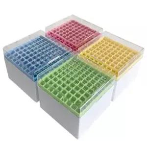 MUHWA 4팩 5ml 극저온 바이알 보관함 코닝용 크라이오박스 랙 81개 /Thermo 크라이오튜브(별도 색상 블루