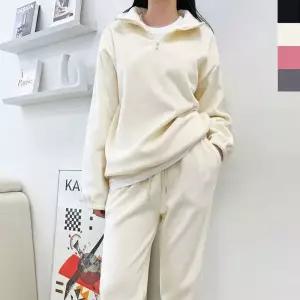 [하프클럽/]여자 기모 골덴 트레이닝세트 1P 반집업 조거팬츠