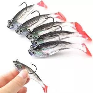 와이섬머 낚시 미끼 세트 5Pcs 소프트 바이오닉 머리 바다 물고기 도구 날카로운 트레블 훅