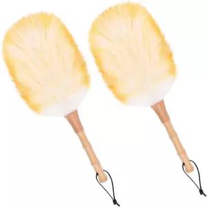 견고한 나무 손잡이 가죽 걸이 스트랩 14.9인치 천연 깃털 먼지 제거기 청소용 iHU 창문 블라인드 컴퓨터