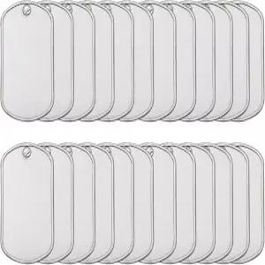 25팩 군견 태그 스테인리스 스틸 ID 빈칸 각인 맞춤 및 DIY 적합 3 볼 체인 목걸이 매트 마감 5/32인치