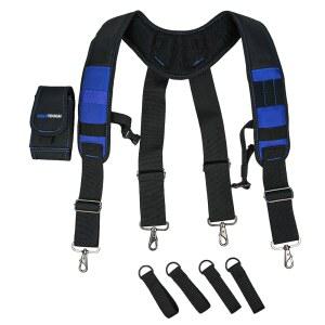 [미국배송] 멜로토우 공구 벨트 멜빵 건설 작업 멜빵 분리 가능한 휴대폰 홀더가 있는 편안한 폼 숄더 패딩(파란색)