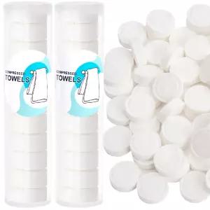 휴대용 케이스 2개가 포함된 100개의 PCS 압축 타월 팩 야외 및 미용실에서 휴대할 수 있는 가정용 캠핑용