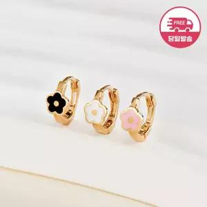 [비앤비골드] (당일발송) 14K 데이지 플라워 에나멜 원터치 링 피어싱 한쪽 JAE40790