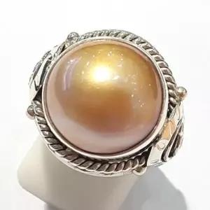 [블루케이] A급엔틱 골드마베진주 원석반지210710-12n