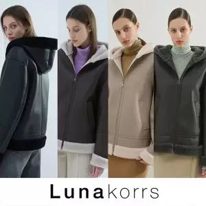 루나코어스 호주산울100 양모 후드 무스탕코트