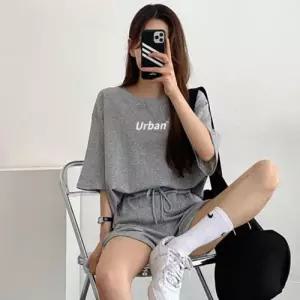 여성 여름 홈웨어 트레이닝 반팔 상하의 츄리닝 세트 WEAFEAB