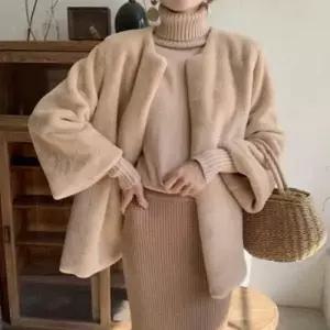 퍼 코트 우아한 인조밍크 자켓