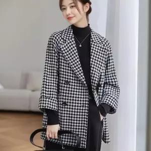 [라일리의류] Rly F124731 봄 가을 세련 하운드체크 코트 재