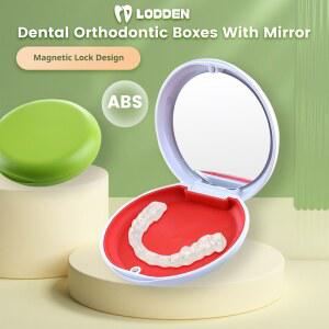 호환 10pcs 치과 리테이너 케이스 거울 마그네틱 잠금 치아 틀니 보관 상자 치열 교정기 리테이너 교정기 Containe