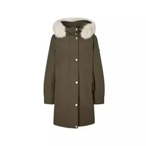 [셀러허브 패션]헤지스 여성 폭스퍼 롱 헤비 구스 다운 야상 카키 HSJU5D102K2