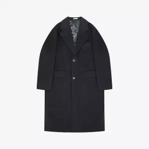 [롯데백화점]지이크 프리미엄  캐시미어 블랜드 플랩 사이드 포켓 블랙 롱코트PLHAX7009