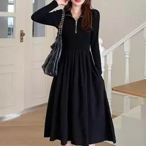 봄가을 가을하객원피스 쉬폰원피스 홀복 A라인 플리츠원피스 반집업