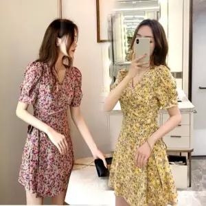 랩원피스 가을원피스 데님원피스 러블리 플라워 홈웨어 봄원피스 A라인