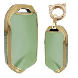 [미국배송] 기아 스팅어 K900 키 케이스 키셸 박스 체인 액세서리 보호기 4 버튼 그린을 위한 테카트 소프트 TPU 키포브 커버