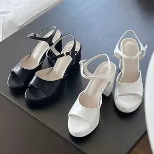 [하프클럽/]여름 구두 오픈 앵클 스트랩 가보시 샌들 하이 힐