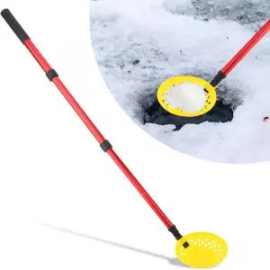 디치렌친 얼음 낚시 스쿱 스키머 겨울 스쿠퍼 - 29인치 텔레스코핑 알루미늄 손잡이와 4인치 큰 스푼