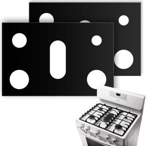 2팩 가스레인지 버너 커버, 스토브 가드 탑 프로텍터, 라이너, 삼성 가스레인지와 호환, 주방 조리, 재사용 가능, 논스틱 및 세척 가능한 24.4 x 16.3인치