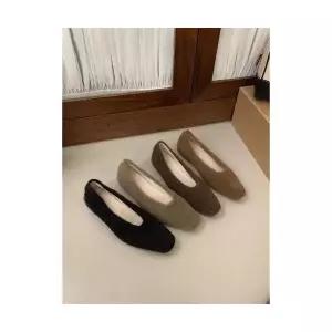 SMK 여성 플랫슈즈 키높이 퍼 네모난 단화를 가을 겨울 기모 슬립온 JEN4