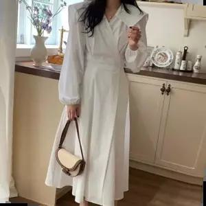 홀복 세일러카라 랩 롱원피스 어깨셔링 A라인 허리 스트링