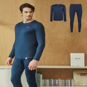 카파 남성 플랫봉제 기모 웜웨어 2종세트 (다크네이비)