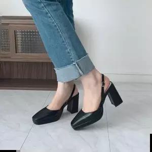 여자구두 스퀘어토 가보시 통굽 스트랩 여성 슬링백 청키힐 4f