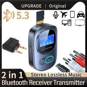 VIKEFON 자동차 AUX 블루투스 오디오 리시버 송신기 TF 카드 잭 RCA 비행기 무선 어댑터 마이크 TV PC 헤드