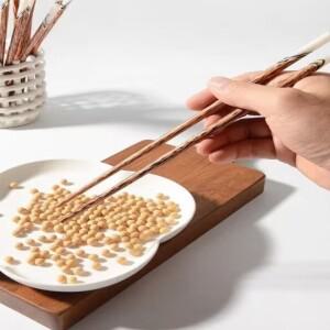 수제 쉘  나무 젓가락 고급 레스토랑 호텔 웨이브 패턴 미끄럼 방지 곰팡이 식사 용품 가정용 선물