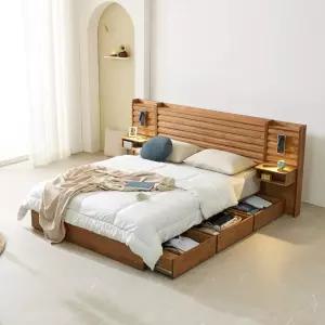 파로마 네오 리멜 원목 호텔식 수납형 40T라텍스 Q 침대 조명협탁2 NES1438