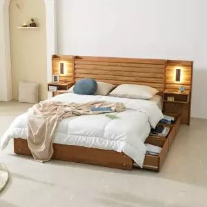 파로마 네오 리멜 원목 호텔식 수납형 본넬양면 Q 침대 조명협탁2 NES1435