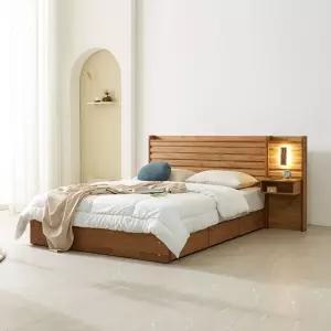 파로마 네오 리멜 원목 호텔식 수납형 독립스프링 Q 침대 조명협탁1 NES1432