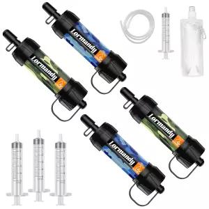 Lormandy 휴대용 미니 빨대 정수 필터 - 개인용 시스템 야외 비상 및 생존 장비 하이킹 캠핑 액세서리