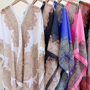 여름 숄망토 비치웨어 몽골망토 쉬폰 스카프 가디건 (KYR-WEF1386)