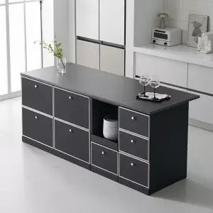 나무뜰 루넬 미드센츄리 E0 폭깊은 광파오븐 서랍 렌지 아일랜드 홈바 식탁 2000X750 MWF404C