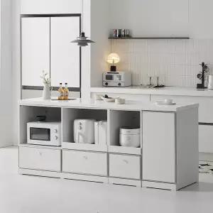 나무뜰 노바 미드센츄리 E0 인조대리석 폭깊은 광파오븐 수납 렌지 아일랜드 홈바 식탁 2000 MWF383C