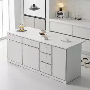 나무뜰 오드 미드센츄리 E0 폭깊은 광파오븐 서랍 수납 아일랜드 홈바 식탁 2000X750 MWF424C