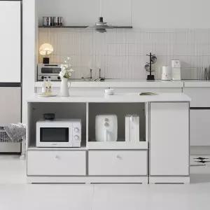 나무뜰 노바 미드센츄리 E0 폭깊은 광파오븐 수납 아일랜드 홈바 식탁 1600X600 MWF368C