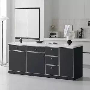 나무뜰 오드 미드센츄리 E0 인조대리석 폭깊은 광파오븐 서랍 수납 아일랜드 홈바 식탁 2000 MWF428C