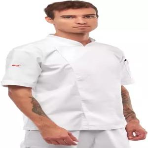 셰프 코트 재킷 남성 반팔 이지클린 슬림 핏 소매 포켓 주방 서비스 유니폼 작업복