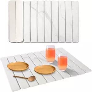 주방 조리대용 돌 접시 건조 매트 24인치×15인치 조리대 식기 병 컵용 흡수 규조토욕 퀵 드라이