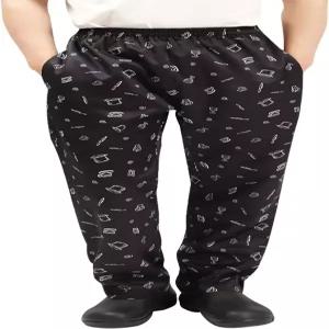 남녀 배기 셰프 팬츠 플로럴 레스토랑 작업 바지와 주방 유니폼 루즈 카고 스타일