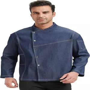 난슨 셰프 코트 재킷 데님 의류 남성용 긴 반팔 레스토랑 주방 요리 유니폼 CFM0086