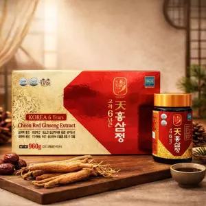 진한 홍삼의 맛과 향이 그대로 한삼수 고려6년근 천홍삼정 240g x 4병