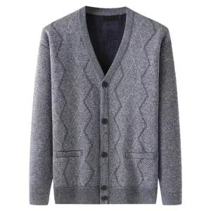 중년 아빠 가디건 카디건 할아버지 두꺼운 긴팔 자켓 따뜻한