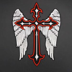 크로스 윙 기독교 자수 패치 바이커 라이더 의류 재킷 백킹에 아이언