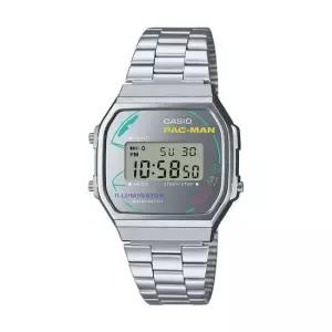 카시오 A168WEPC-7A 팩맨 디지털 스퀘어 레트로 공용 메탈 시계