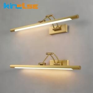 접이식 LED 욕실 벽 램프 골드 텔레스코픽 팔 거울 전면 Sconce 침실 세면대 캐비닛 마운트 그림 조명기구