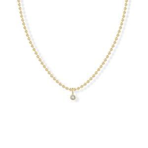 파보이 14K 골드 도금 앙증맞은 튜브 볼 스퀘어 비즈 체인 베젤 세트 솔리테어 펜던트 목걸이 | 라운드 프린세스 마르퀴즈 큐빅 지르코니아 선언