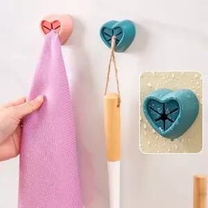 원터치하트걸이 욕실수건 화장실 무타공후크 샤워타올 후크 고리 벽걸이